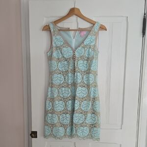 Lilly Pulitzer Light Blue and Tan Mini Dress